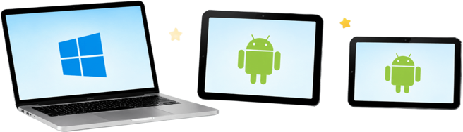 Colourful educational game on laptop screen