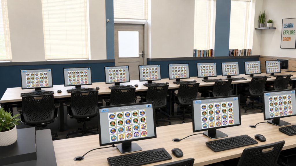 Learners using educational software in a school computer laboratory